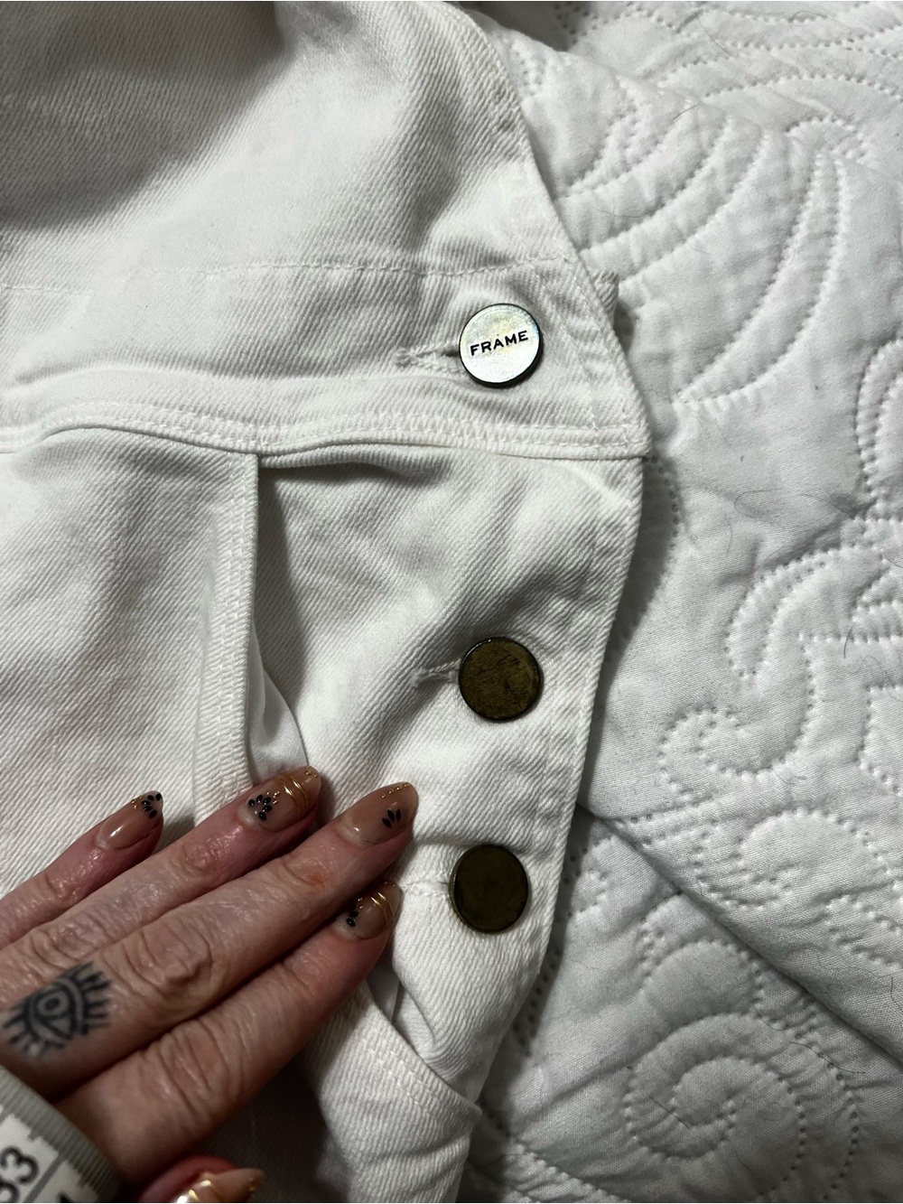 FRAME Denim Le Garcon Overalls in Blanc White Dungarees Medium - Picture 12 of 15